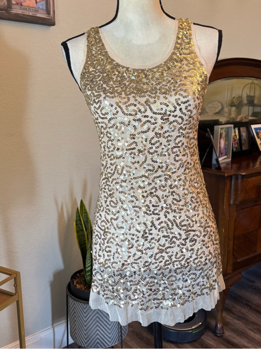 Y2k Gold Sequin Top